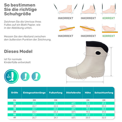 Leichte Gummistiefel Damen Gr. 36-41  gefütterte Regenstiefel
