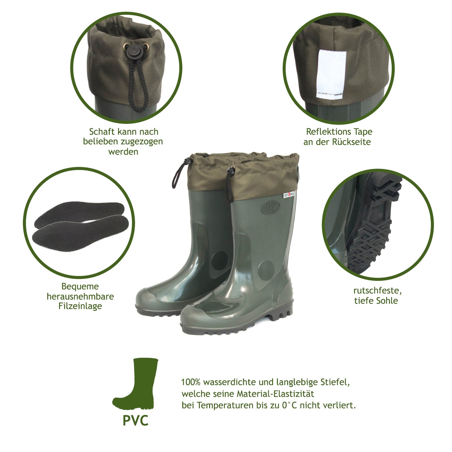 Gummistiefel Herren Stiefel mit Filzeinlage Gr. 41-47 Garten - FortMen