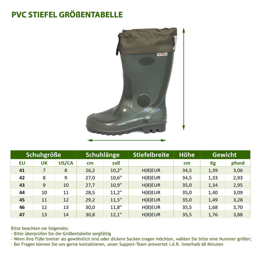Gummistiefel Herren Stiefel mit Filzeinlage Gr. 41-47 Garten - FortMen