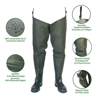 Watstiefel Herren mit Stiefel Wathose Gr. 38-47 - FortMen