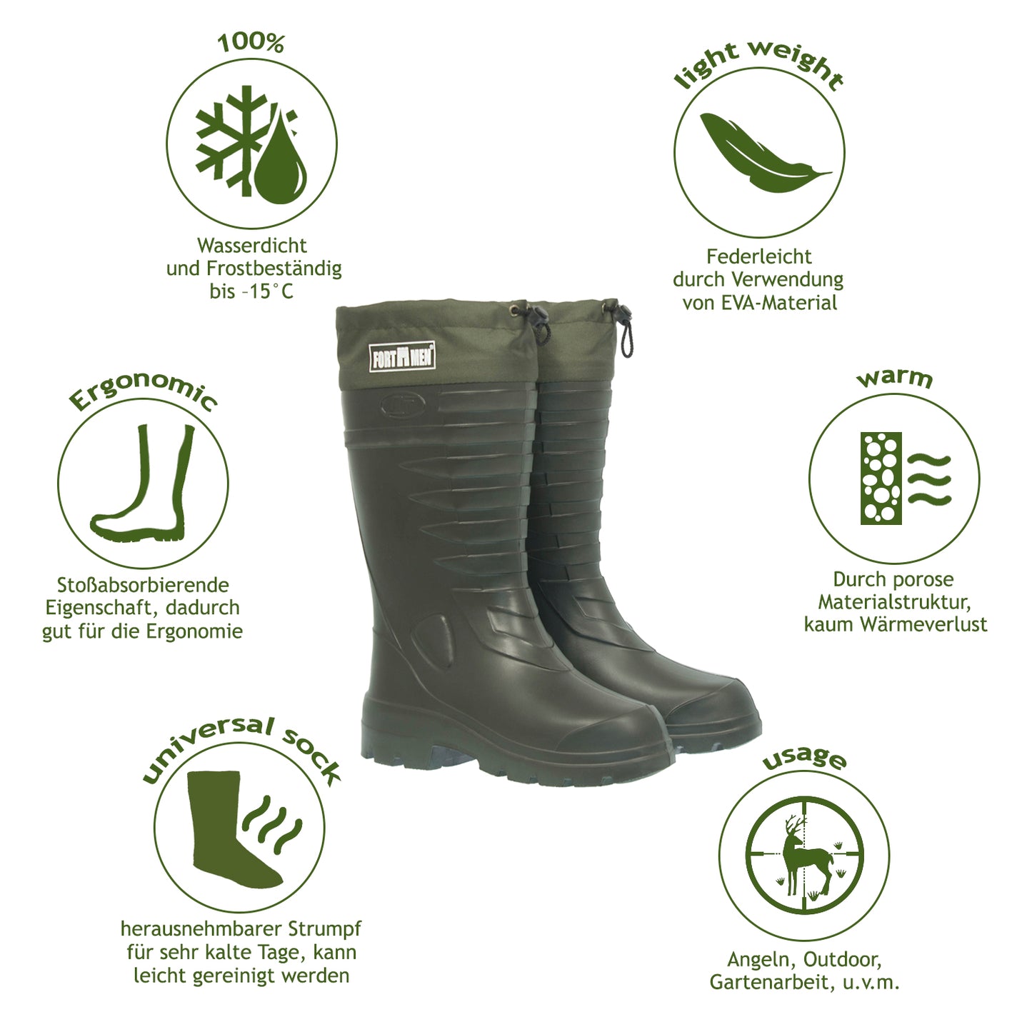 Gummistiefel Herren Damen EVA Thermo Stiefel 38-47 - FortMen