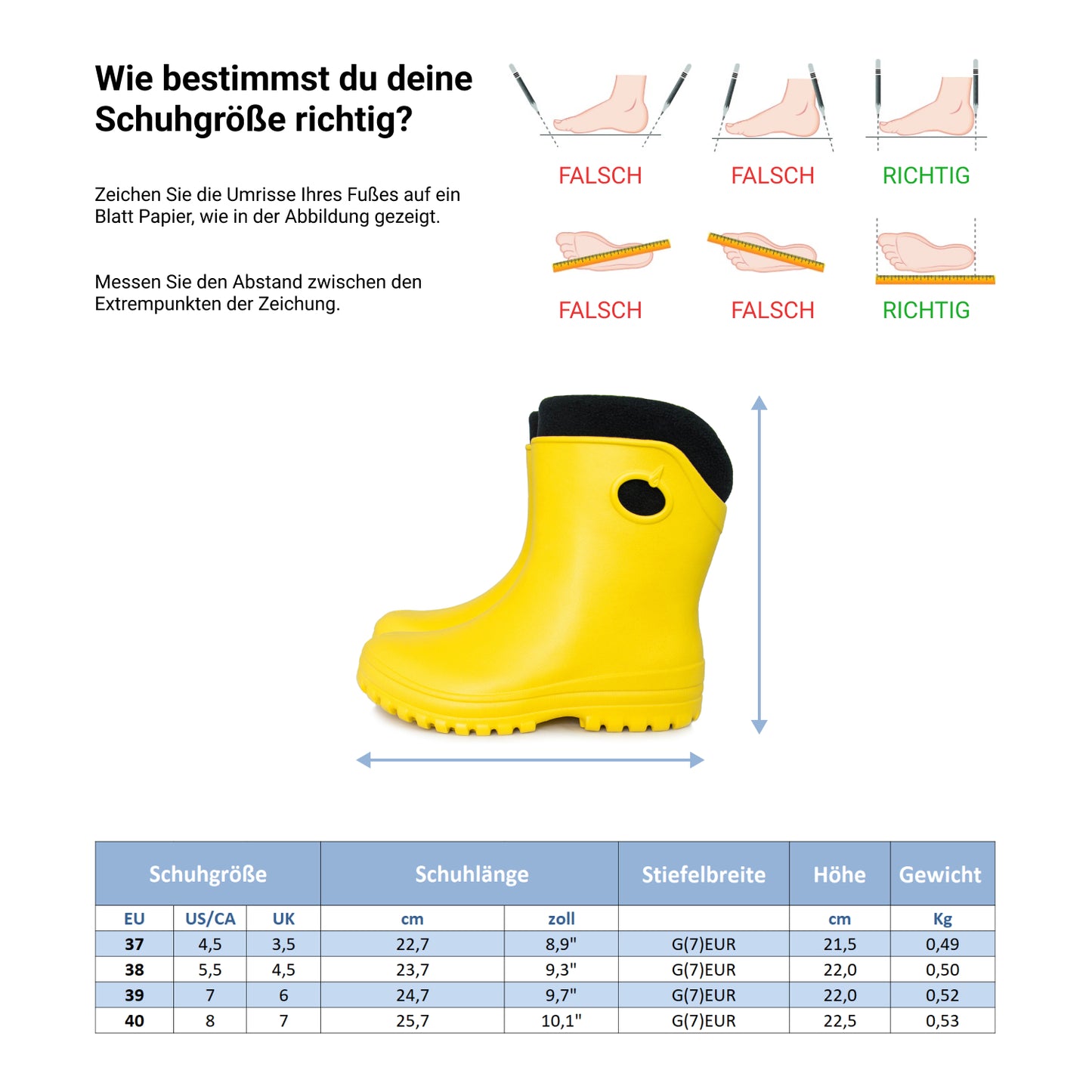 Leichte Gummistiefel Damen Gr. 36-41  gefütterte Regenstiefel