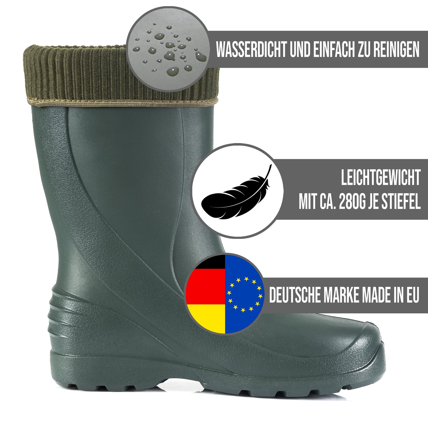 Federleichte Gummistiefel gefütterte Damen Winter Regen Thermo Stiefel Gr 36-42 - CLIMBR®