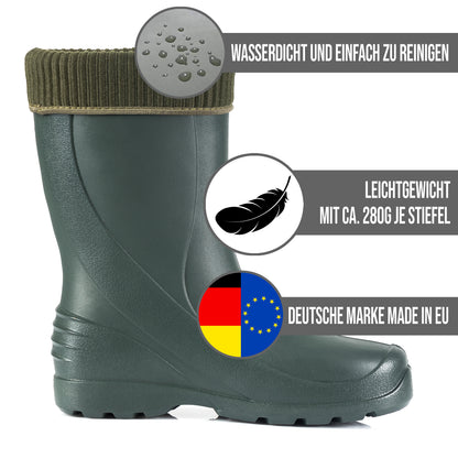 Federleichte Gummistiefel gefütterte Damen Winter Regen Thermo Stiefel Gr 36-42 - CLIMBR®