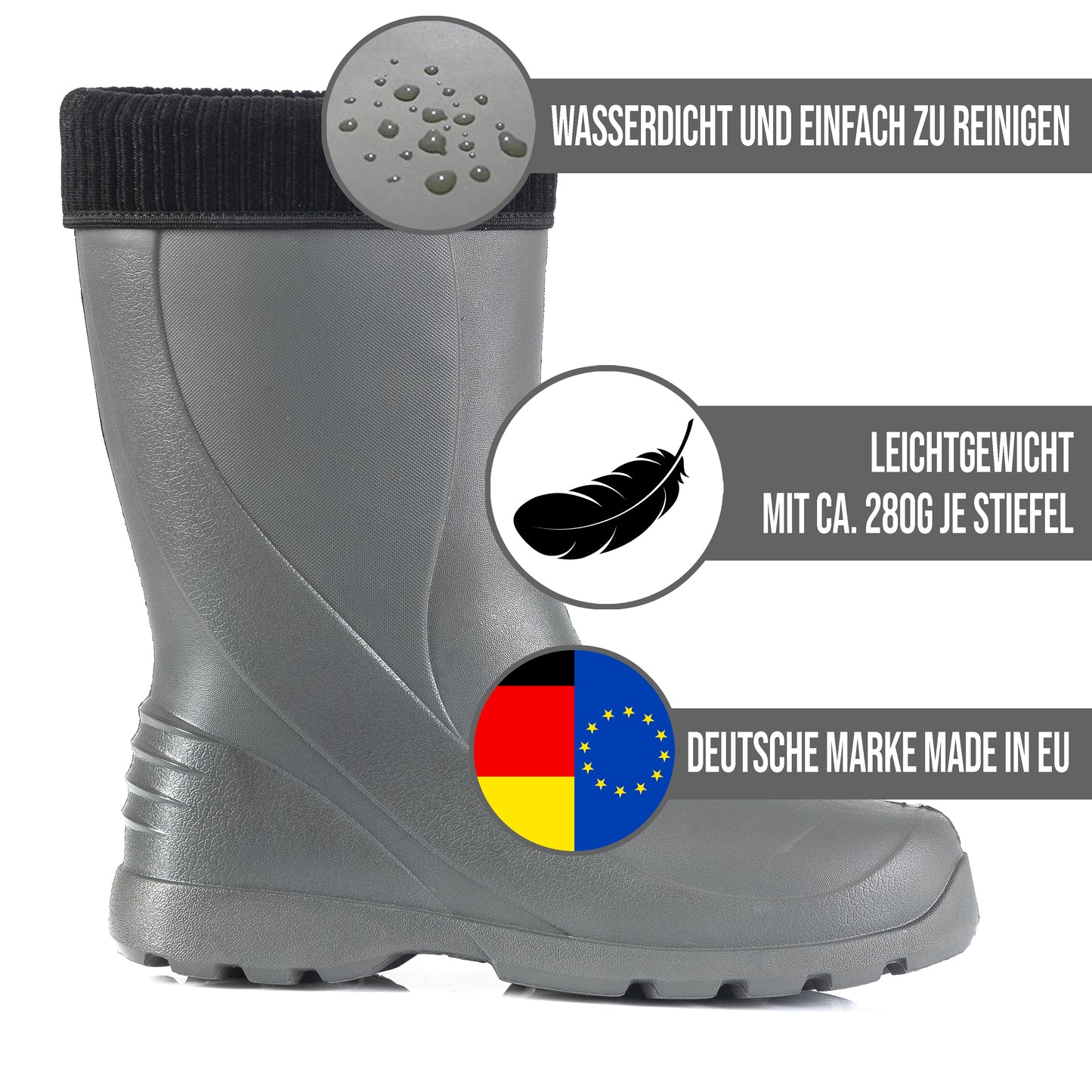 Federleichte Gummistiefel gefütterte Damen Winter Regen Thermo Stiefel Gr 36-42 - CLIMBR®