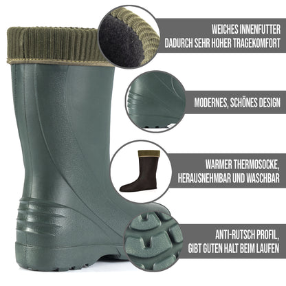 Federleichte Gummistiefel gefütterte Damen Winter Regen Thermo Stiefel Gr 36-42 - CLIMBR®