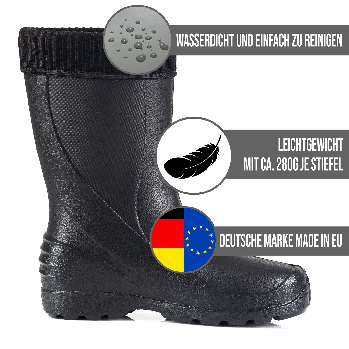 Federleichte Gummistiefel gefütterte Damen Winter Regen Thermo Stiefel Gr 36-42 - CLIMBR®