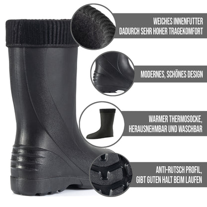 Federleichte Gummistiefel gefütterte Damen Winter Regen Thermo Stiefel Gr 36-42 - CLIMBR®