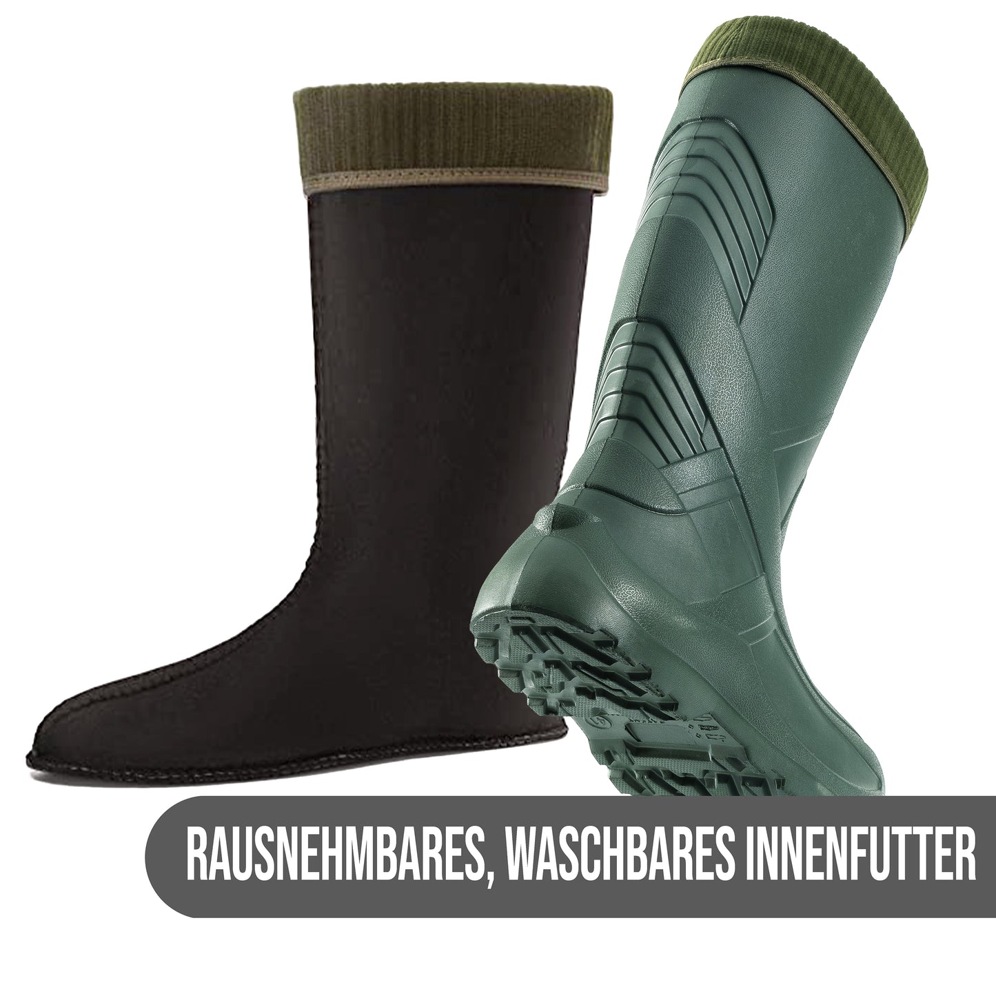 Federleichte gefütterte EVA Gummistiefel Herren 40-47 Thermo Arbeits Stiefel - CLIMBR®