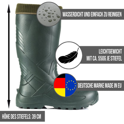 Federleichte gefütterte EVA Gummistiefel Herren 40-47 Thermo Arbeits Stiefel - CLIMBR®