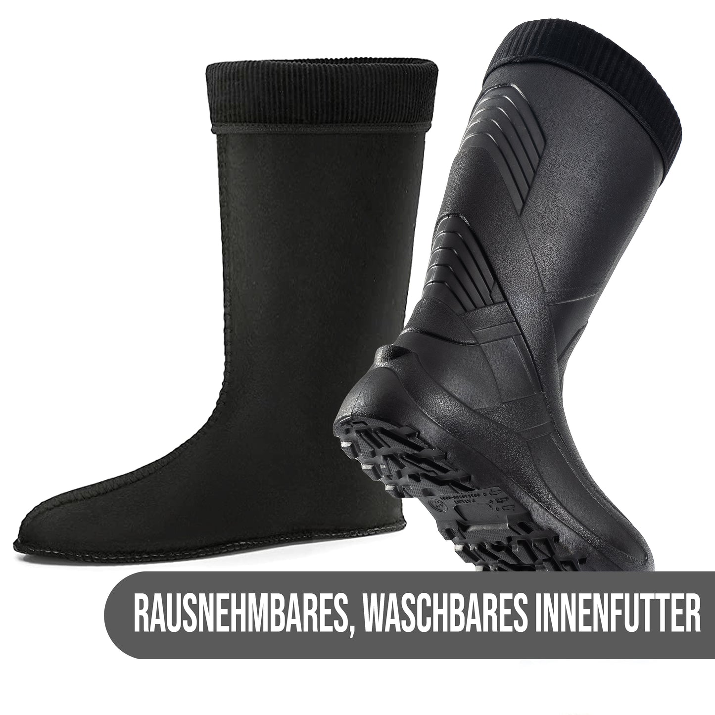 Federleichte gefütterte EVA Gummistiefel Herren 40-47 Thermo Arbeits Stiefel - CLIMBR®
