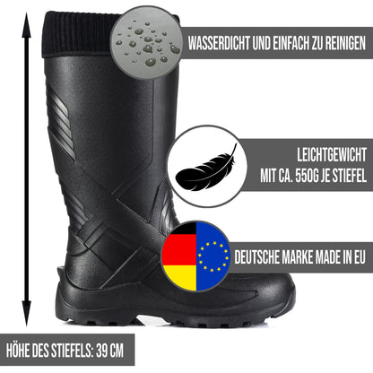 Federleichte gefütterte EVA Gummistiefel Herren 40-47 Thermo Arbeits Stiefel - CLIMBR®