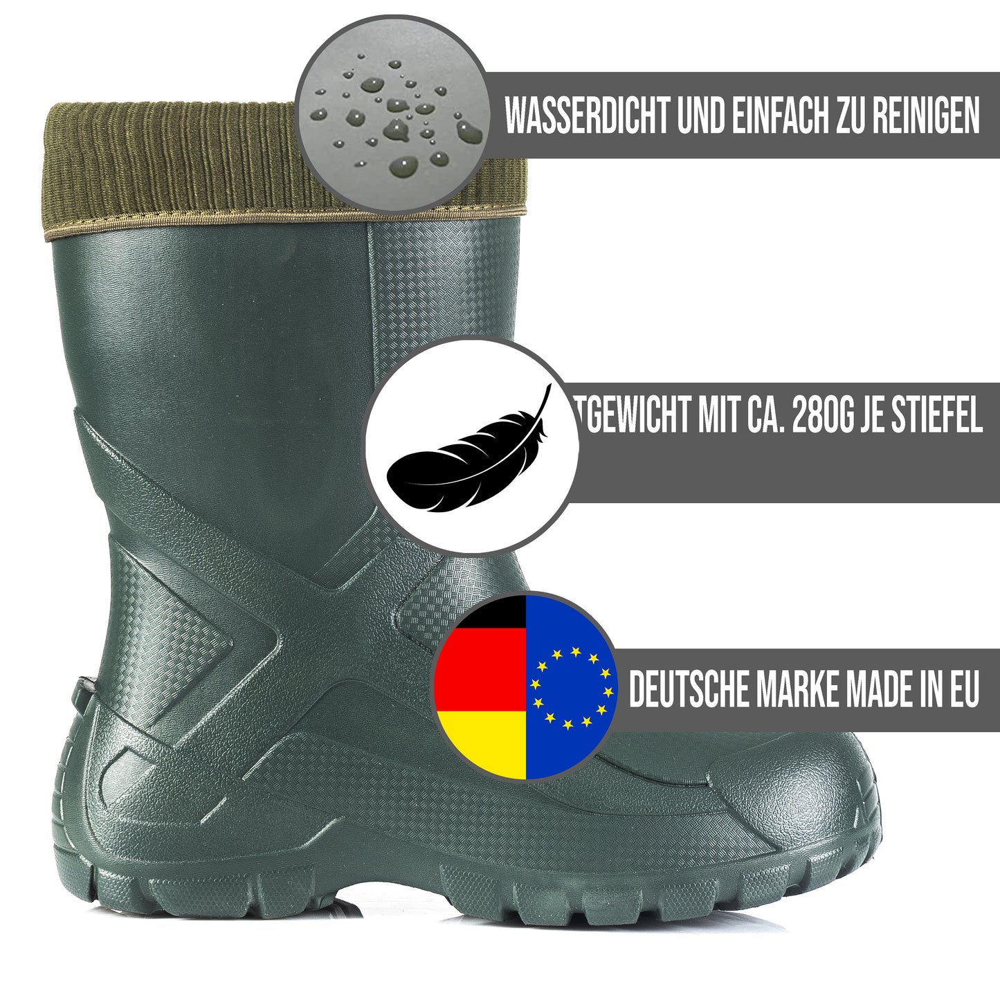 Superleichte gefütterte EVA Gummistiefel Herren Thermo Arbeitsstiefel - CLIMBR®