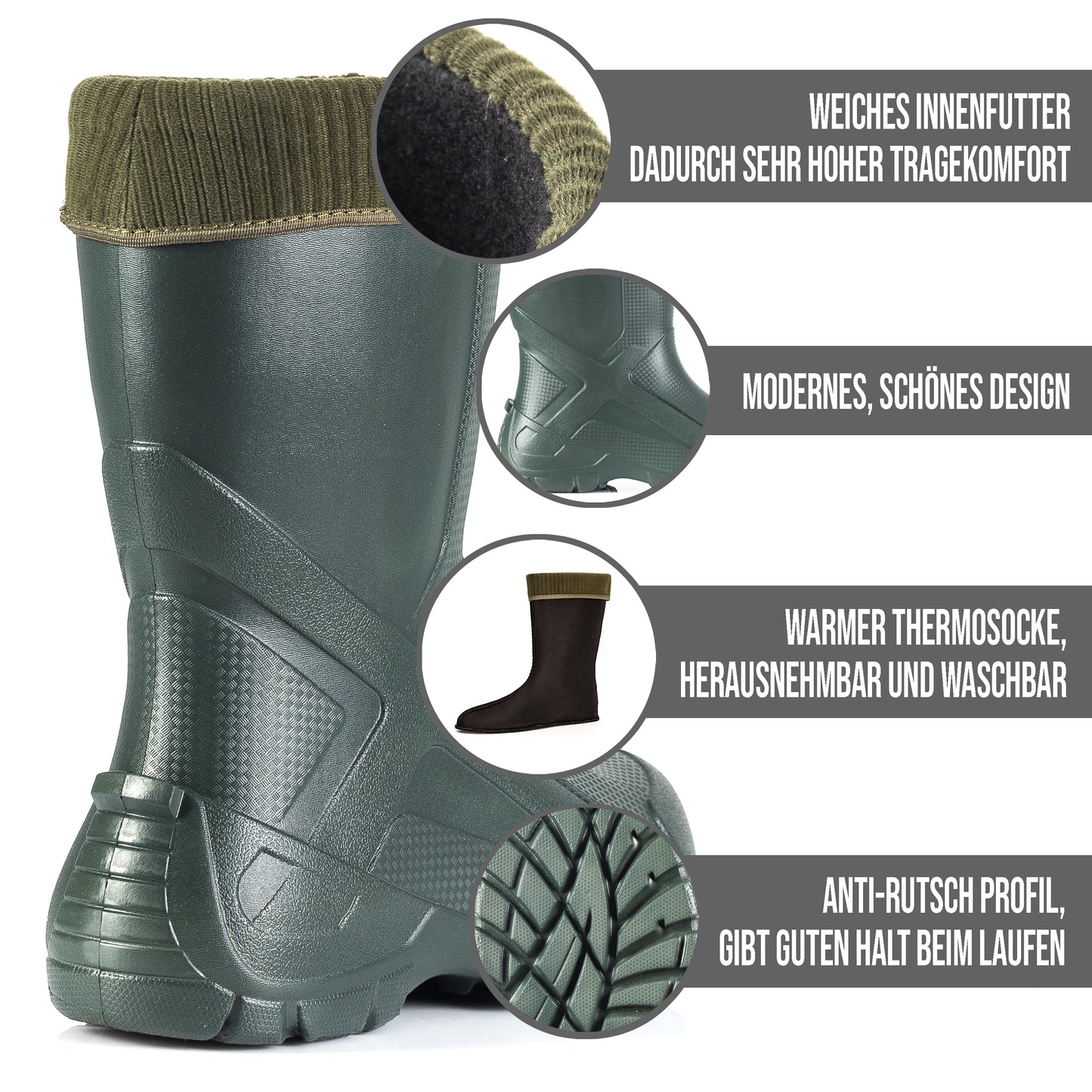 Superleichte gefütterte EVA Gummistiefel Herren Thermo Arbeitsstiefel - CLIMBR®