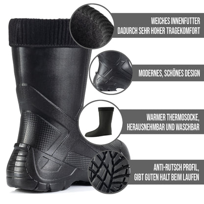 Superleichte gefütterte EVA Gummistiefel Herren Thermo Arbeitsstiefel - CLIMBR®
