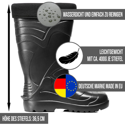 Ultraleichte gefütterte Gummistiefel Herren EVA Gr 40-49 Thermo Winter Arbeit Stiefel - CLIMBR®