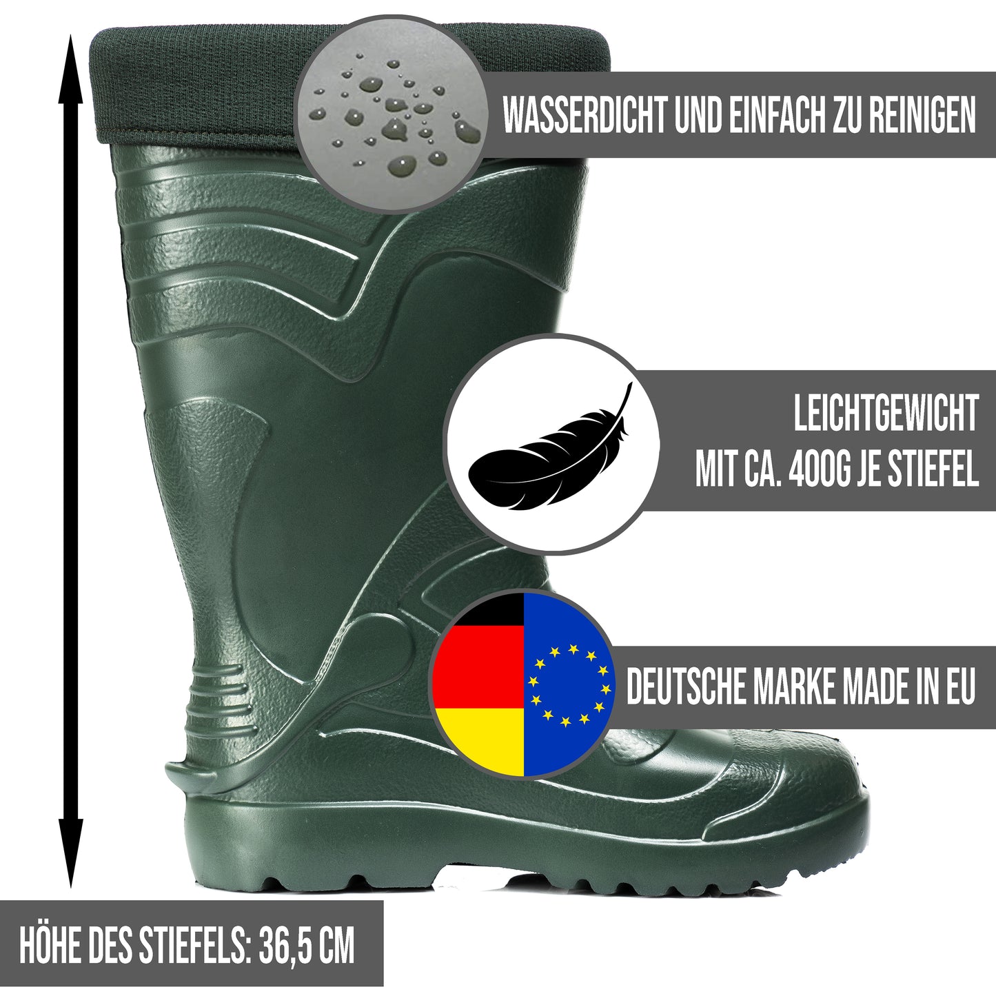 Ultraleichte gefütterte Gummistiefel Herren EVA Gr 40-49 Thermo Winter Arbeit Stiefel - CLIMBR®