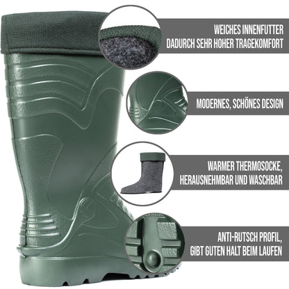 Ultraleichte gefütterte Gummistiefel Herren EVA Gr 40-49 Thermo Winter Arbeit Stiefel - CLIMBR®