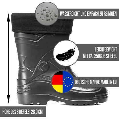 Ultraleichte gefütterte Gummistiefel Herren EVA Gr 40-49 Thermo Winter Arbeit Stiefel - CLIMBR®