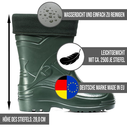 Ultraleichte gefütterte Gummistiefel Herren EVA Gr 40-49 Thermo Winter Arbeit Stiefel - CLIMBR®
