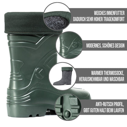 Ultraleichte gefütterte Gummistiefel Herren EVA Gr 40-49 Thermo Winter Arbeit Stiefel - CLIMBR®