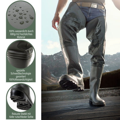 Watstiefel Herren & Damen  Anglerhose mit Stiefel Wathose Gr. 36-47 - CLIMBR